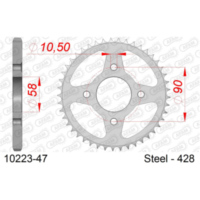 Steel Chain Wheel - Rear Sprocket AFAM 520 - 44t SILVER 1022144