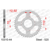 Steel Chain Wheel - Rear Sprocket AFAM 428 - 42t SILVER 1023542