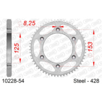 Steel Chain Wheel - Rear Sprocket AFAM 428 - 41t SILVER 1022341