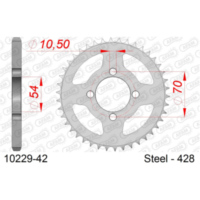 Steel Chain Wheel - Rear Sprocket AFAM 428 - 43t SILVER 1022343