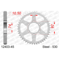 Steel Chain Wheel - Rear Sprocket AFAM 520 - 47t SILVER 1232347