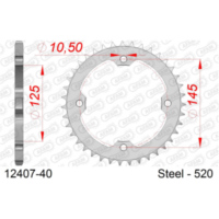 Steel Chain Wheel - Rear Sprocket AFAM 520 - 51t SILVER 1232351