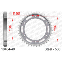 Steel Chain Wheel - Rear Sprocket AFAM 520 - 38t BLACK 1033738