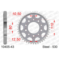 Steel Chain Wheel - Rear Sprocket AFAM 530 - 36t SILVER 1040136