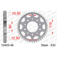 Steel Chain Wheel - Rear Sprocket AFAM 530 - 35t SILVER 1040235