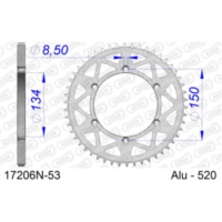 Alu Chain Wheel - Rear Sprocket AFAM 420 - 53t Gun Metal 17104+53