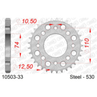 Steel Chain Wheel - Rear Sprocket AFAM 520 - 46t SILVER 1050146