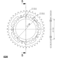 Stealth-Rear Sprocket / Chain Wheel Supersprox 520/38t gold 10509S38