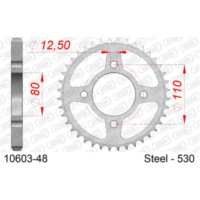 Steel Chain Wheel - Rear Sprocket AFAM 525 - 38t SILVER 1060238