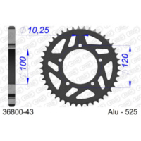 Steel Chain Wheel - Rear Sprocket AFAM 525 - 42t BLACK 3580042