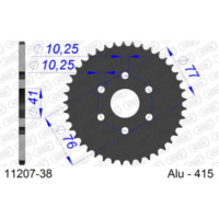Alu Chain Wheel - Rear Sprocket AFAM 428 - 56t Gun Metal 11111+56