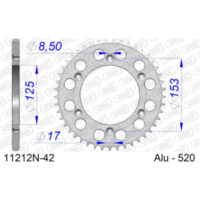 Alu Chain Wheel - Rear Sprocket AFAM 520 - 49t Gun Metal 11212+49