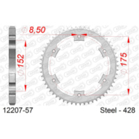 Steel Chain Wheel - Rear Sprocket AFAM 428 - 39t SILVER 1220039