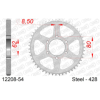 Steel Chain Wheel - Rear Sprocket AFAM 428 - 45t SILVER 1220245