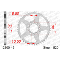 Steel Chain Wheel - Rear Sprocket AFAM 428 - 54t SILVER 1220854