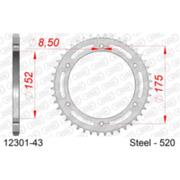 Stahl-Kettenrad AFAM 520 - 36Z Silber 1221436