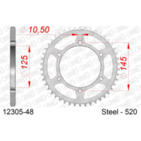 Steel Chain Wheel - Rear Sprocket AFAM 428 - 52t SILVER 1222752