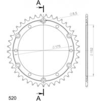 Stahl-Kettenrad Supersprox 520/38Z schwarz 12500-38
