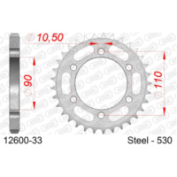 Steel Chain Wheel - Rear Sprocket AFAM 520 - 40t SILVER 1250240
