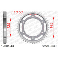 Steel Chain Wheel - Rear Sprocket AFAM 530 - 42t SILVER 1250342