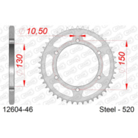 Steel Chain Wheel - Rear Sprocket AFAM 520 - 47t SILVER 1250547