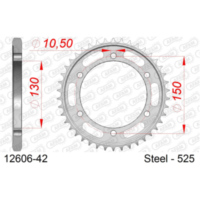 Steel Chain Wheel - Rear Sprocket AFAM 520 - 49t SILVER 1250549