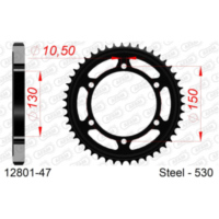 Steel Chain Wheel - Rear Sprocket AFAM 530 - 43t SILVER 1260143