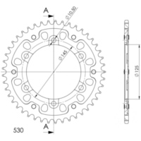 Stealth-Rear Sprocket / Chain Wheel Supersprox 530/44t gold 12601S44