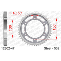 Stahl-Kettenrad AFAM 525 - 43Z Silber 1260343