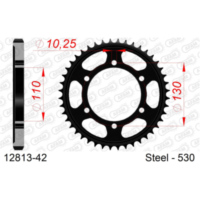 Steel Chain Wheel - Rear Sprocket AFAM 525 - 42t SILVER 1260642