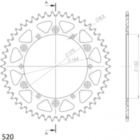 Alu-Rear Sprocket / Chain Wheel Supersprox 520/52t blue 13500AB52