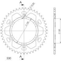 Alu-Rear Sprocket / Chain Wheel Supersprox 530/45t black 13801AK45