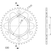 Alu-Rear Sprocket / Chain Wheel Supersprox 530/42t blue 13813AB42