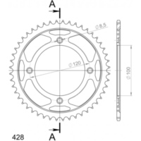 Stahl-Kettenrad Supersprox 428/44Z schwarz 14104-44