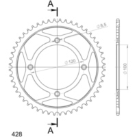 Steel-Rear Sprocket / Chain Wheel Supersprox 428/53t black 14104-53