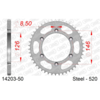 Stahl-Kettenrad AFAM 420 - 37Z Silber 1411237