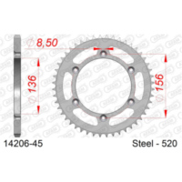 Steel Chain Wheel - Rear Sprocket AFAM 428 - 47t SILVER 1420147