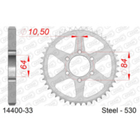 Steel Chain Wheel - Rear Sprocket AFAM 520 - 44t SILVER 1420644