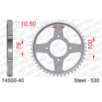 Steel Chain Wheel - Rear Sprocket AFAM 520 - 39t SILVER 1431039