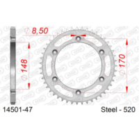 Steel Chain Wheel - Rear Sprocket AFAM 520 - 41t SILVER 1431041