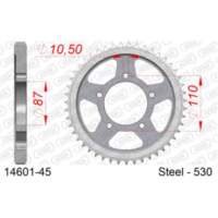 Steel Chain Wheel - Rear Sprocket AFAM 525 - 47t SILVER 1440447