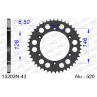 Steel Chain Wheel - Rear Sprocket AFAM 530 - 43t SILVER 1490243