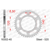 Alu Chain Wheel - Rear Sprocket AFAM 525 - 47t Gun Metal 1560447