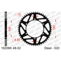 MX Stahl-Kettenrad AFAM 520 - 51Z Schwarz 16206K-51