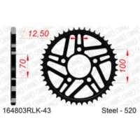 Steel Chain Wheel - Rear Sprocket AFAM 520 - 43t SILVER 1631043