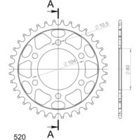 Stahl-Kettenrad Supersprox 520/37Z schwarz 16403-37