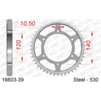 Steel Chain Wheel - Rear Sprocket AFAM 520 - 41t BLACK 1650041