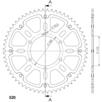 Stealth-Rear Sprocket / Chain Wheel Supersprox 520/70t gold