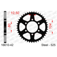 Steel Chain Wheel - Rear Sprocket AFAM 530 - 38t SILVER 1660338