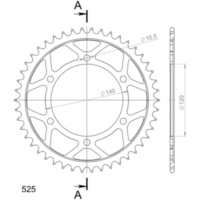 Steel-Rear Sprocket / Chain Wheel Supersprox 525/42t black 16605-42